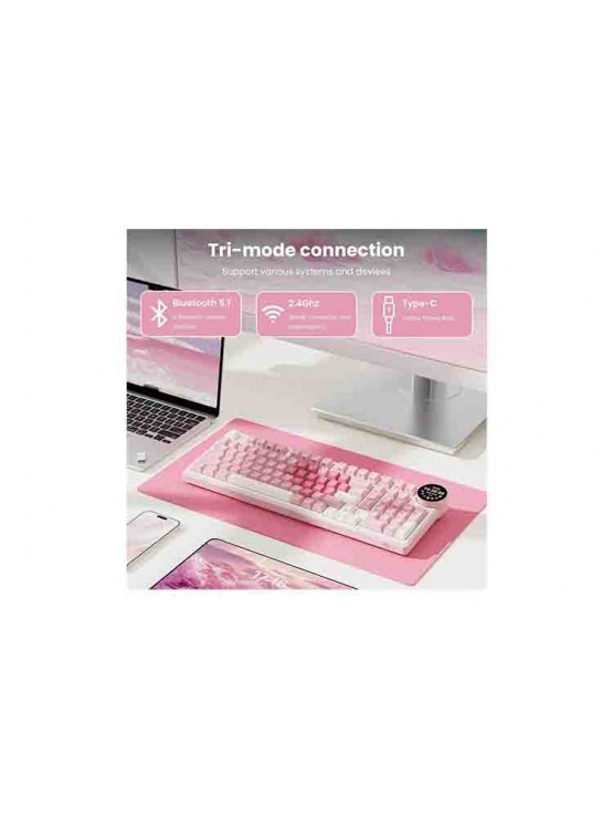 კლავიატურა: Royal Kludge RGB Wireless Bluetooth Mechanical Keyboard Pink Melody - RK N99-PM-XH RGB