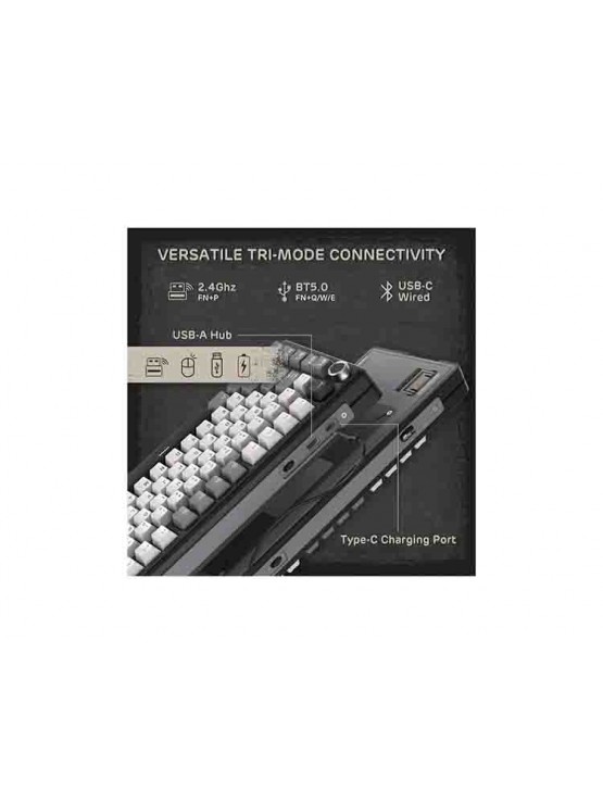 კლავიატურა: Royal Kludge RGB Mechanical Keyboard Knight Black - RK L75-KB-XW