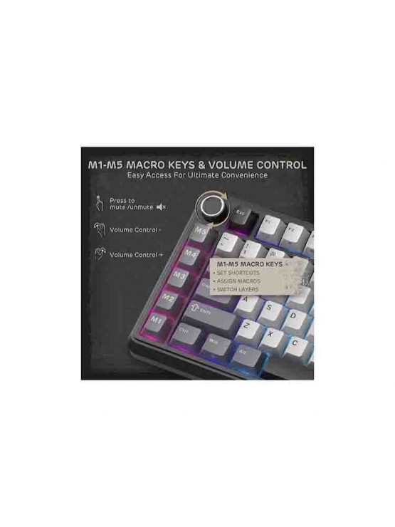 კლავიატურა: Royal Kludge RGB Mechanical Keyboard Knight Black - RK L75-KB-XW