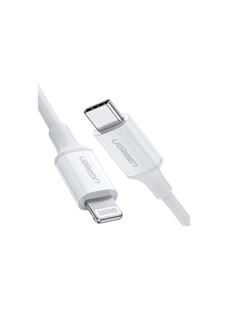კაბელი: UGREEN US171 MFi USB-C to Lightning Cable Rubber Shell 1m White - 10493