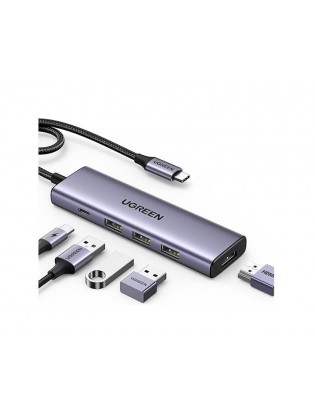 USB ჰაბი: UGREEN CM511 USB USB-C HDMI Hub Gray - 15596