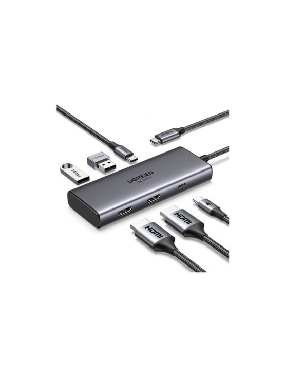 USB ჰაბი: UGREEN CM498 15852 Revodok 206 6 in 1 USB Type-C Hub Grey
