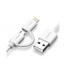 კაბელი: UGREEN US178 USB 2.0 to Micro USB+Lightning 1m - 20876