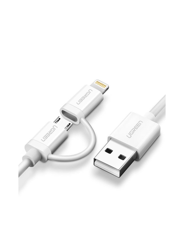 კაბელი: UGREEN US178 USB 2.0 to Micro USB+Lightning 1m - 20876