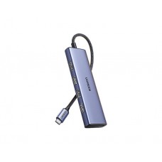 USB ჰაბი: UGREEN CM511 5-In-1 Adapter USB-C Hub To 3xUSB 3.0 HDMI TF/SD Gray - 20956A