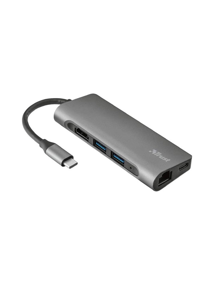 ადაპტერი: Trust Dalyx 7-in-1 USB-C Multi-Port Adapter Grey - 23775