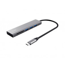 ბარათის წამკითხველი: Trust Halyx Fast USB-C Hub and Card reader - 24191