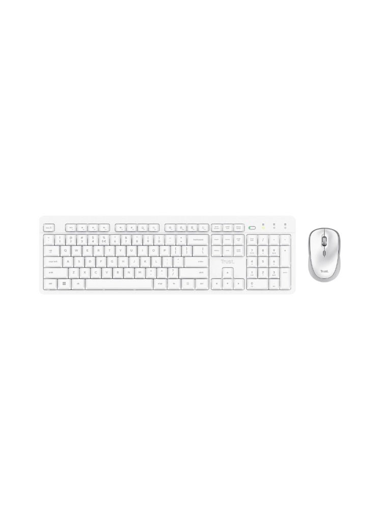 კლავიატურა-მაუსი: Trust Ody II Silent Wireless Keyboard & Mouse set White - 25465