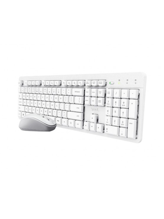 კლავიატურა-მაუსი: Trust Ody II Silent Wireless Keyboard & Mouse set White - 25465