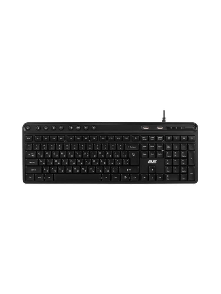 კლავიატურა: 2E KS1100 Wired Membrane keyboard Black - 2E-KS1100UB_UA