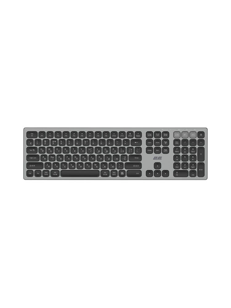 კლავიატურა: 2E KS270 Scissor Wireless Keyboard Grey/Black - 2E-KS270WBGR