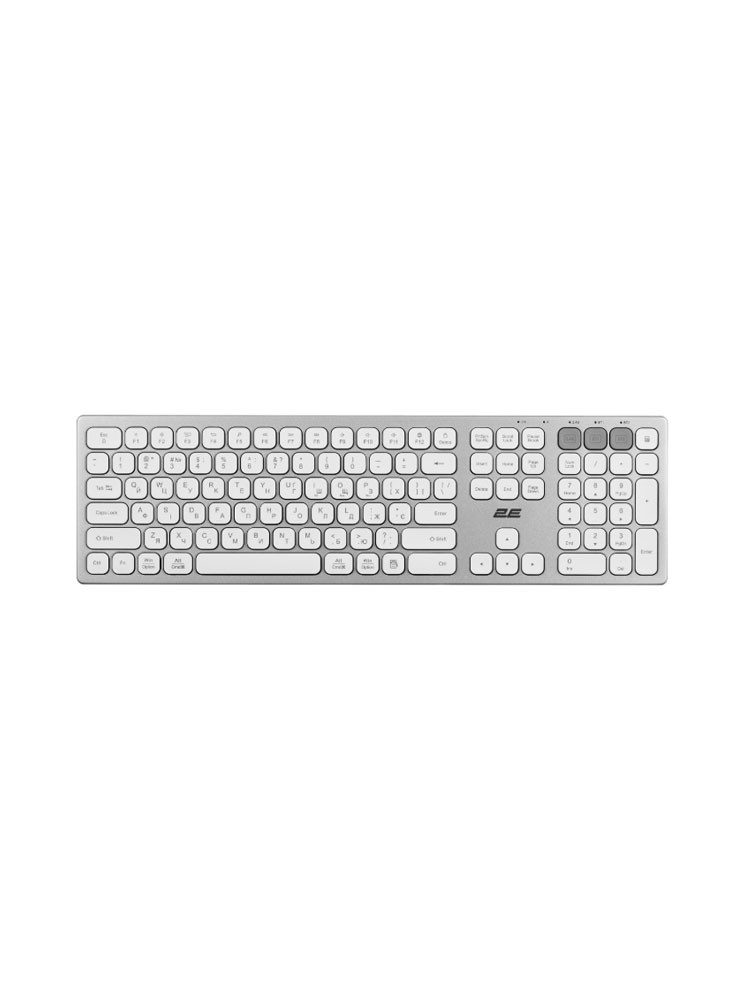 კლავიატურა: 2E Scissor KS270 USB Wireless Keyboard White/Silver - 2E-KS270WBWH_UA