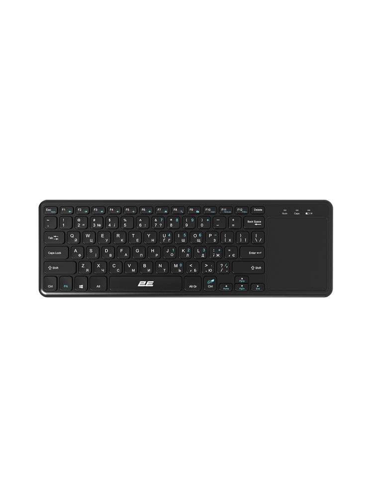 კლავიატურა: 2E KT100 Wireless Keyboard With Touchpad Black - 2E-KT100WB_UA