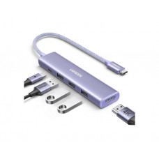 USB ჰაბი: UGREEN CM478 5 in 1 USB Type-C Hub Purple - 35582