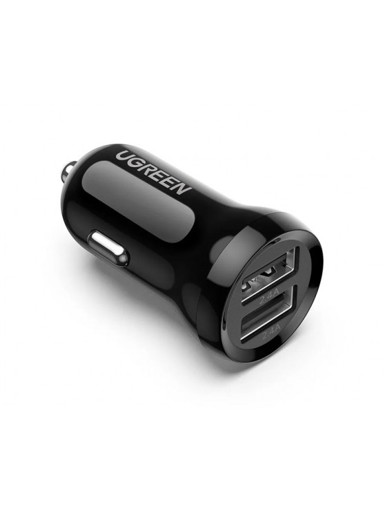 მანქანის დამტენი: UGREEN ED018 Dual USB Car Charger 4.8A Black - 50875