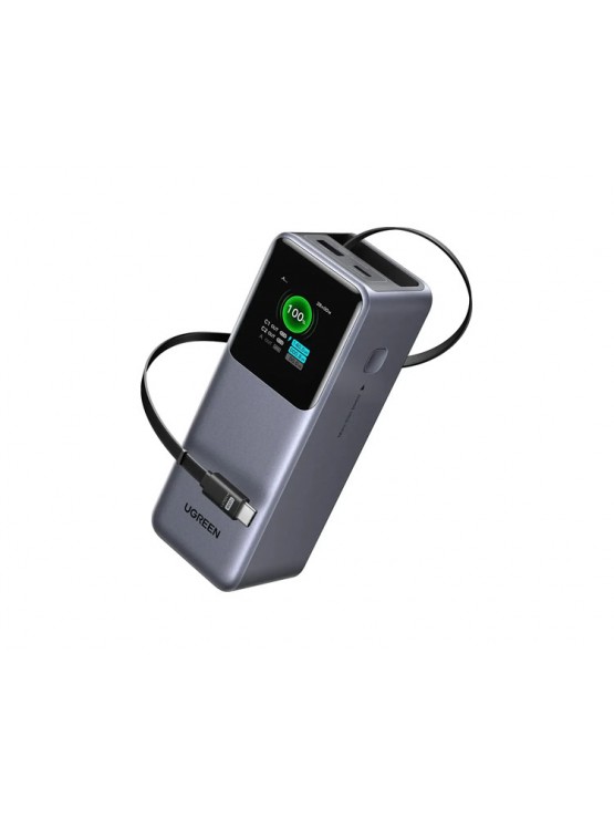 დამტენი: UGREEN PB726 20000mAh 165W Power Bank with Retractable Cable Grey - 55987B