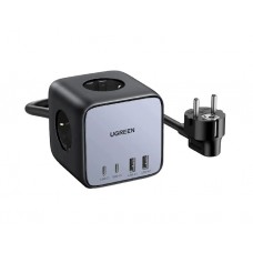 დამტენი: UGREEN CD268 Diginest 65W 3 Socket USB-A USB-C 1.8m Black - 60113