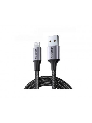 კაბელი: UGREEN US291 USB 2.0 A to Apple Lightning Cable Nickel Plating Aluminum Braid 1m Black - 60156