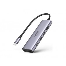 USB ჰაბი: UGREEN CM511 6-in1 Multifunction Type-C USB-C Adapter 3xUSB 3.0 HDMI SD/TF Silver