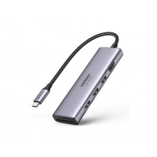 USB ჰაბი: UGREEN CM511 5-in-1 Adapter USB-C Hub to 3xUSB 3.0 HDMI TF/SD Gray