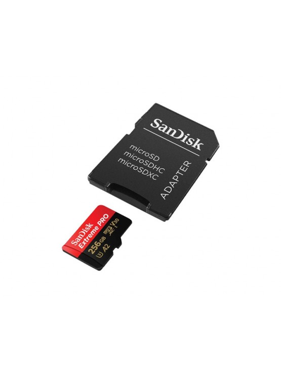 მეხსიერების ბარათი: SanDisk 256GB Extreme PRO microSD UHS-I Card with Adapter - 619659188542