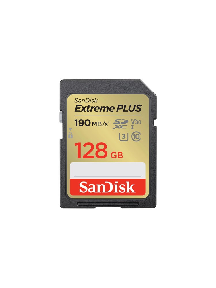 მეხსიერების ბარათი: SanDisk 128GB Extreme PLUS SDXC  UHS-I Memory Card - 619659189389