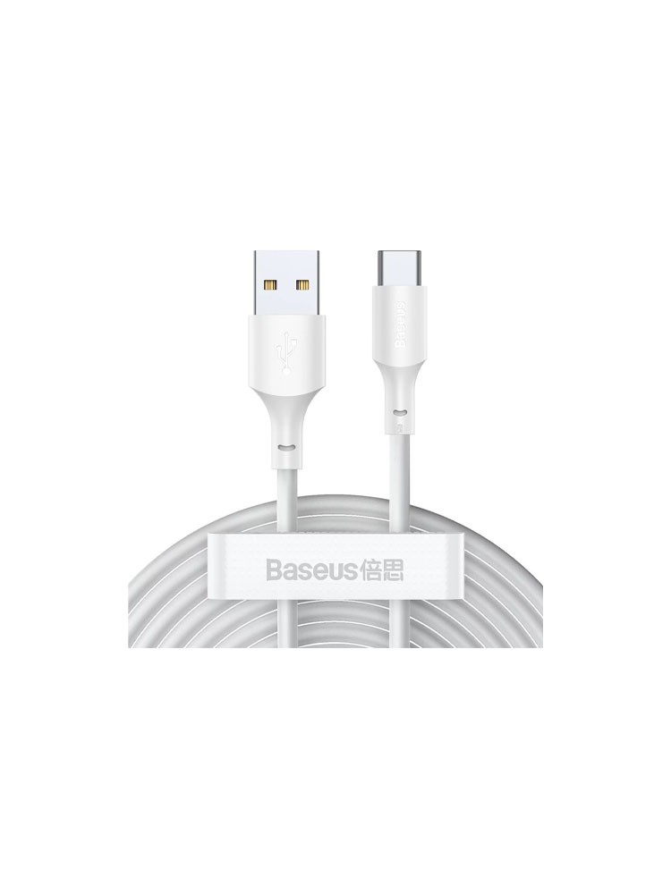 კაბელი: Baseus Simple Wisdom Data Cable Kit USB to Type-C 5A 2Pack 1.5m White - 6953156230309