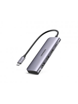 USB ჰაბი: UGREEN CM195 Type-C 6-in-1 USB-C Hub Gray - 70411