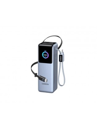 პორტატული დამტენი: UGREEN PB728 75702B Nexode 25000mAh Type-C USB Power Bank With Retractable Cable Grey