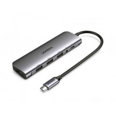 ადაპტერი: UGREEN CM136 USB-C To HDMI 3 USB 3.0 A AUX 3.5mm PD Power Converter