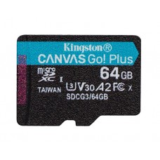 მეხსიერების ბარათი: Kingston Canvas Go Plus MicroSD 64GB UHS-I U3 Class 10 - SDCG3/64GBSP