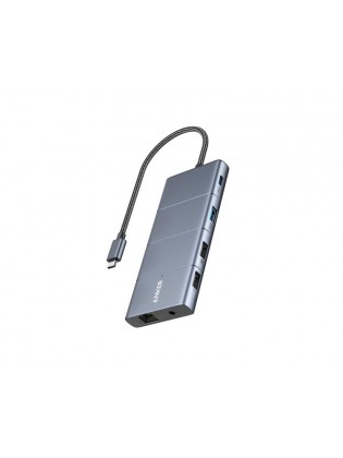 USB ჰაბი: Anker 565 11-in-1 USB-C Hub Grey - A83880A1