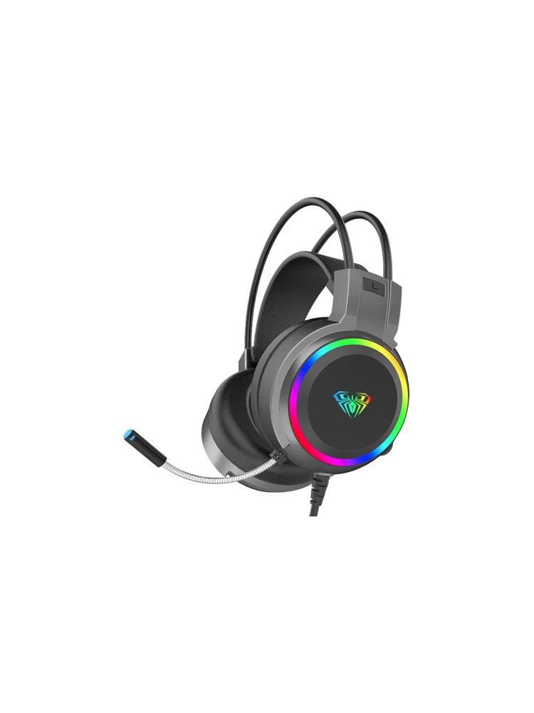 ყურსასმენი: AULA S608 RGB Wired Gaming Headset With Adjustable Mic Black