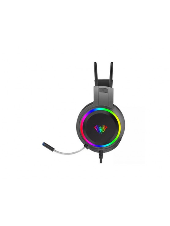 ყურსასმენი: AULA S608 RGB Wired Gaming Headset With Adjustable Mic Black