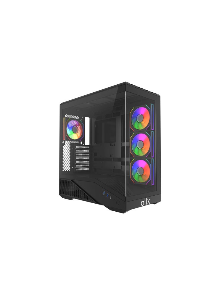 ქეისი: ALLX AX-G2346 3x120mm ATX Computer Case Black