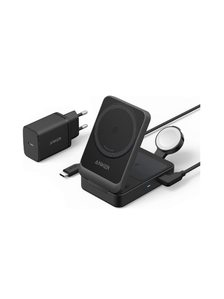 დამტენი: Anker MagGo Foldable 3-in-1 Wireless Charging Station Black Stone - B2557311