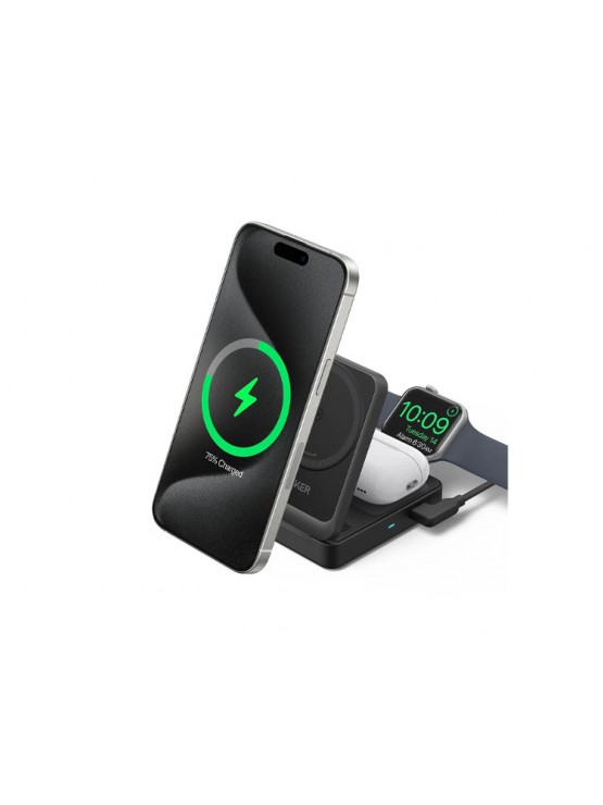 დამტენი: Anker MagGo Foldable 3-in-1 Wireless Charging Station Black Stone - B2557311