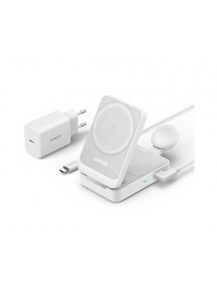 დამტენი: Anker MagGo Foldable 3-in-1 Wireless Charging Station Shell White - B2557321
