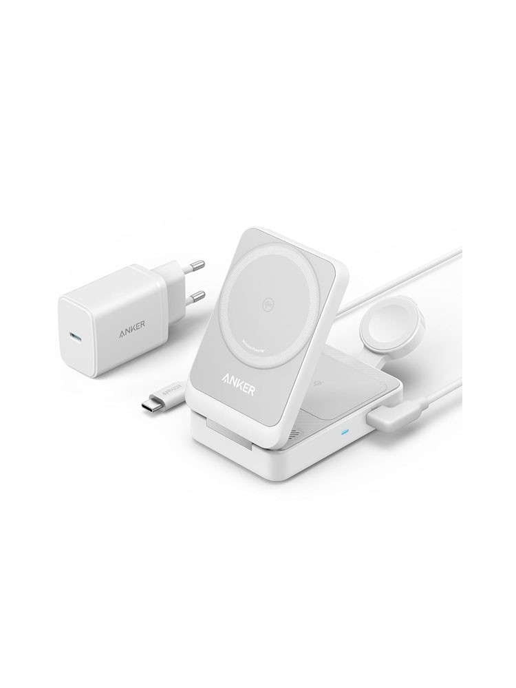 დამტენი: Anker MagGo Foldable 3-in-1 Wireless Charging Station Shell White - B2557321