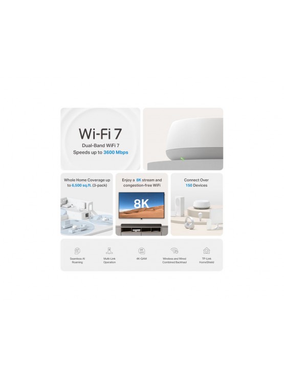 როუტერი: TP-Link Deco BE22 (1-pack) BE3600 Whole Home Mesh WiFi 7 System