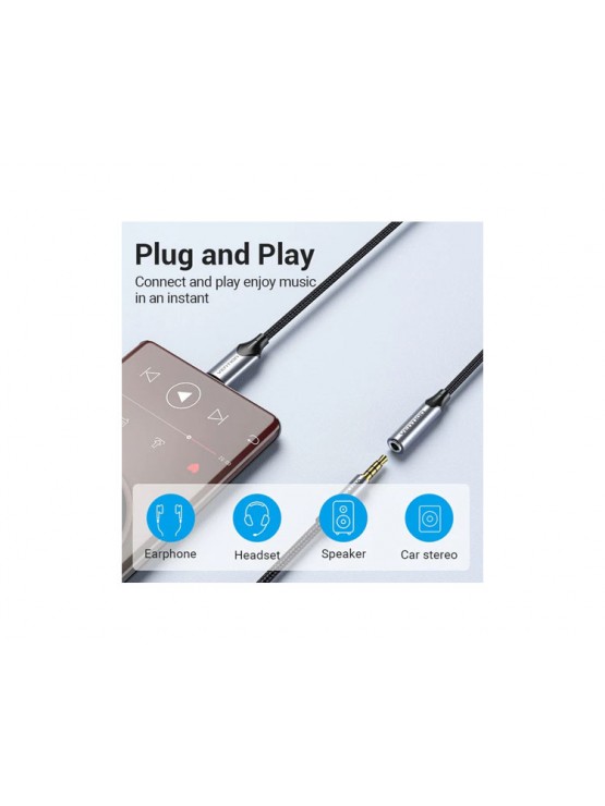 ადაპტერი: Vention CUBH0 USB 3.1 Type-C to USB OTG Adapter 10Gbps Data Transfer Gray Aluminum