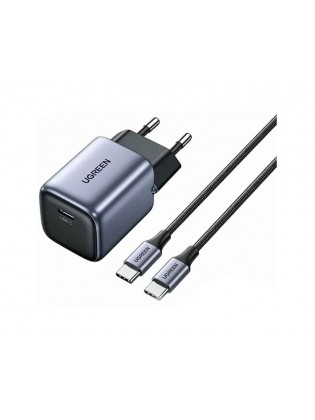 დამტენი: UGREEN CD319 Nexode 30W Type-C GaN Fast Charger with Type-c Cable 1m Gray - 25257