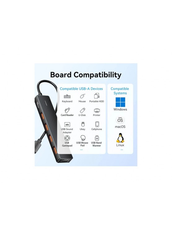 USB ჰაბი: Vention CHJBB 5-in-1 USB 3.2 Gen 2 Hub 10Gbps Data Transfer Black