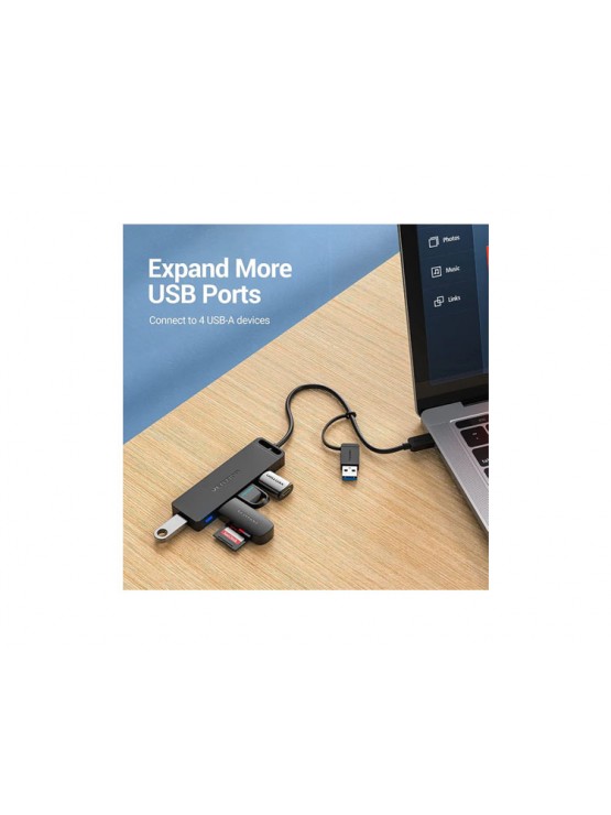 USB ჰაბი: Vention CHTBB USB-C/USB 3.0 5-in-1 Hub 0.15m Black