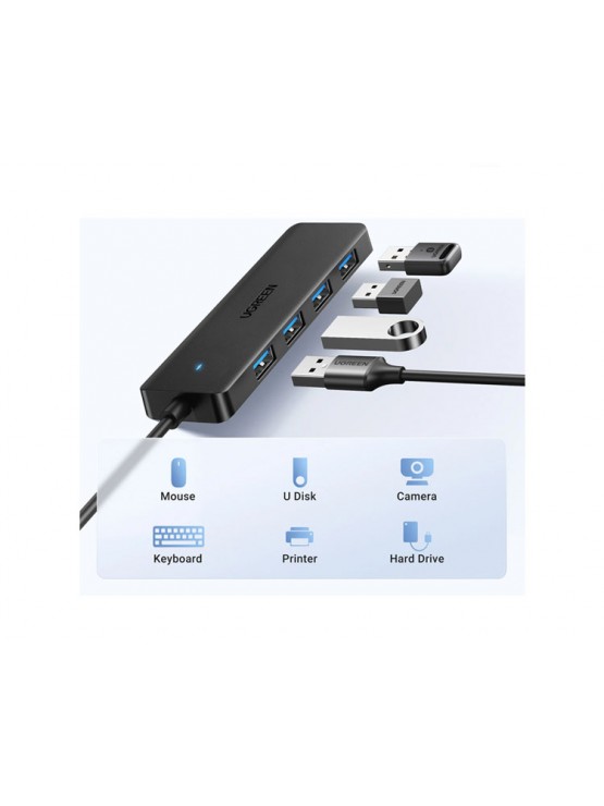 USB ჰაბი: UGREEN CM219 4-Port USB HUB Black - 35574