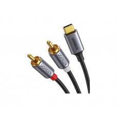 აუდიო კაბელი: UGREEN CM451 Type-C Male to 2xRCA Male Audio Cable With Chip 1.5m Black/Grey - 20193