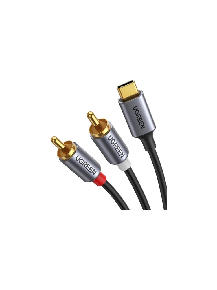 აუდიო კაბელი: UGREEN CM451 Type-C Male to 2xRCA Male Audio Cable With Chip 1.5m Black/Grey - 20193