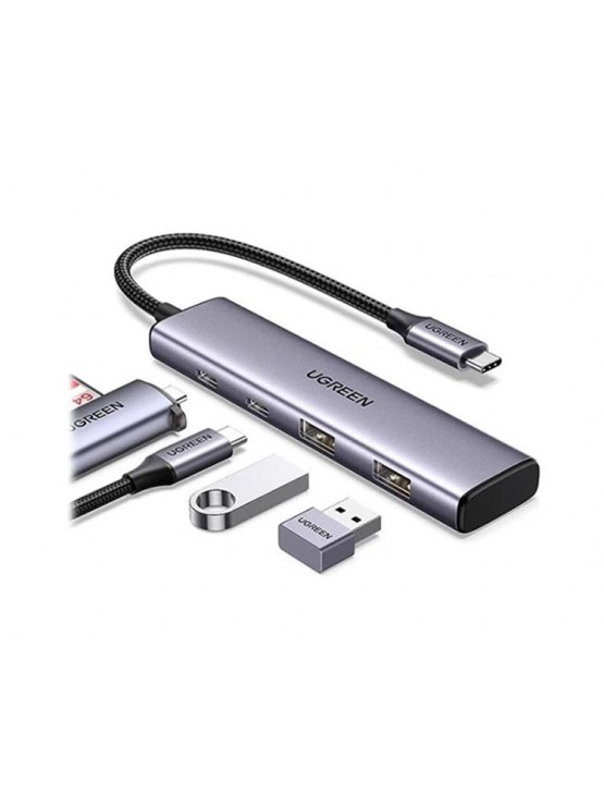 USB ჰაბი: UGREEN CM473 15395 Type-C USB Hub Gray