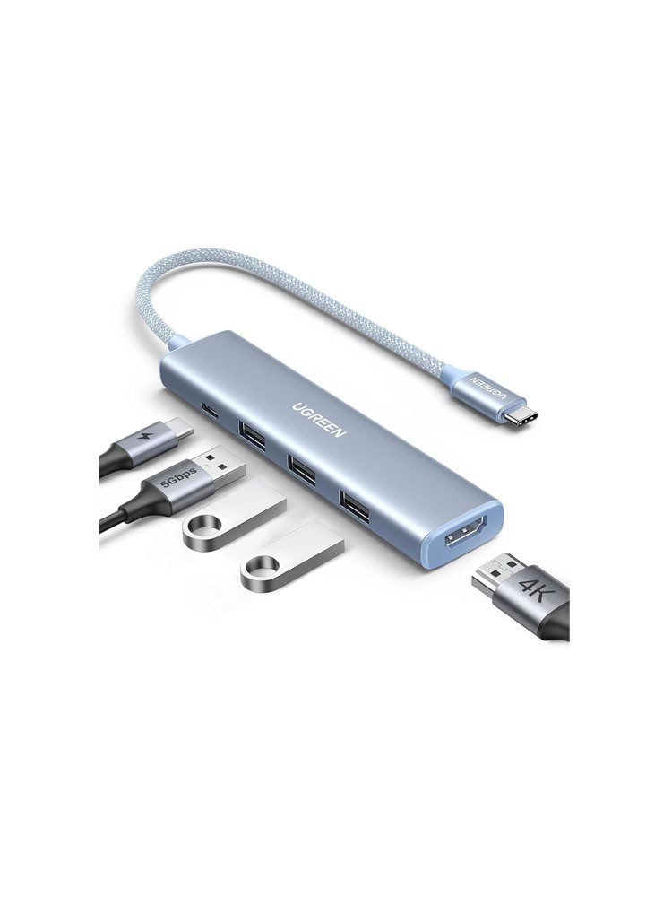 USB ჰაბი: UGREEN CM478 5 in 1 USB Type-C Hub Blue - 35581