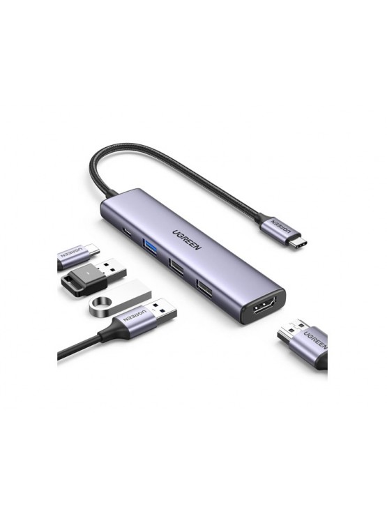 ადაპტერი: UGREEN CM478 Revodok 105 5-in-1 Hub Gray - 15495